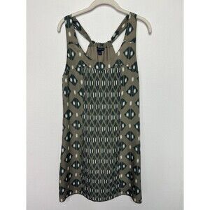 Banana Republic Sz 6 Geometric Print Tank Dress Gray Short Sleeveless Racerback